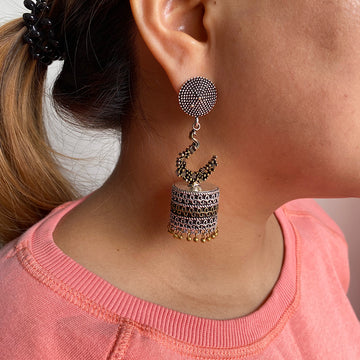 Ethnic Dual Tone Peacock Jhumkis